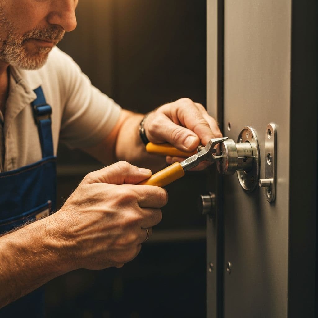Cerrajero profesional trabajando